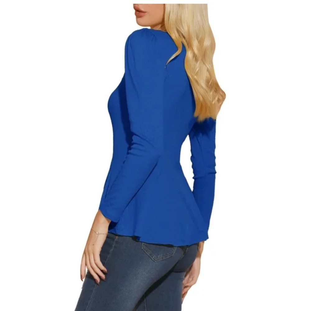 Chic Royal Blue Long Sleeve Women's Top